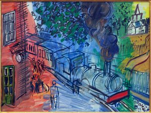 Treno verso la stazione. Dipinto di Raoul Dufy (1877-1953), olio su tela. Arte francese, XX secolo. Museo La Piscine, Roubaix.