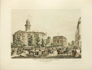 Angolo nord-ovest di LaSalle e Randolph, Chicago, che mostra Court House Square nell