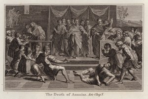 Cartone di Raffaello: La morte di Anania, Atti, Cap. V (incisione)