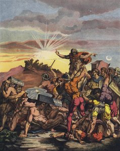 Giosuè comanda al Sole di fermarsi nella Battaglia di Gabaon durante la conquista di Canaan da parte degli Israeliti da after Raphael