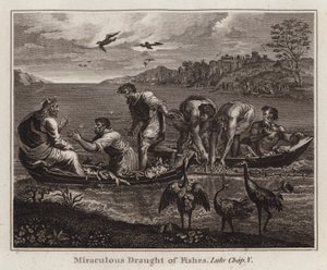 Cartone di Raffaello: La pesca miracolosa, Luca, Capitolo V (incisione)