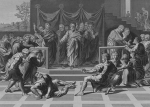 La morte di Anania (incisione) da after Raphael