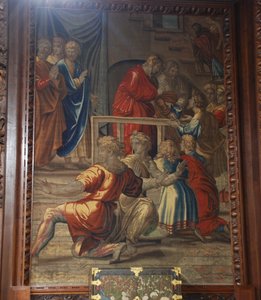 La morte di Anania, officina di Mortlake da after Raphael