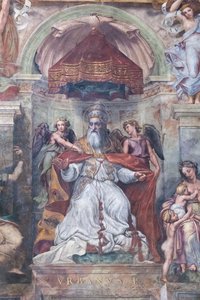 Papa Urbano I tra Iustitia e Caritas da Raphael (1483 1520)