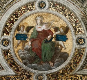 Teologia. Affresco sul soffitto nella Stanza della Segnatura, ca 1510-1511