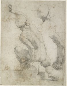 Nudo maschile seduto su una pietra