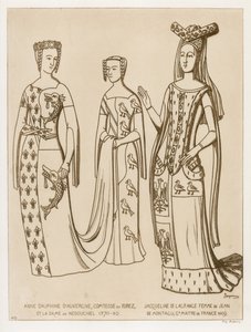 Anna Delfina, Contessa di Forez e la dama di Nedouchel, 1370-80. Jacqueline de Lagrange, moglie di Jean de Montagu, maestro di Francia, 1409 da Raphael Jacquemin