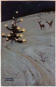Albero di Natale nella neve da Raphael Kirchner