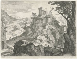 Paesaggio con il tempio di Vesta a Tivoli da Raphaël Sadeler (I) (attributed to)