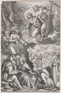 Cristo e la Vergine Maria appaiono a San Francesco e al suo ordine da Raphaël Sadeler (I)
