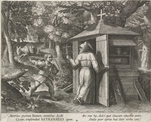 San Bartolomeo come eremita (serie di eremiti, Oraculum Anachoreticum) da Raphaël Sadeler (I)