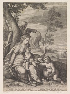 Sacra Famiglia sotto un albero con Giovanni Battista bambino da Raphaël Sadeler (I)