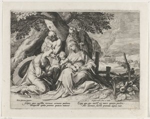 Sacra Famiglia con Santa Caterina e San Sebastiano da Raphaël Sadeler (I)