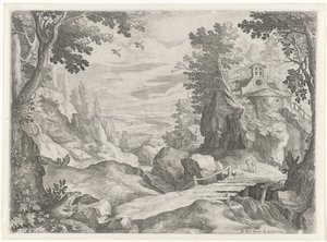 Paesaggio con una cappella da Raphaël Sadeler (I)