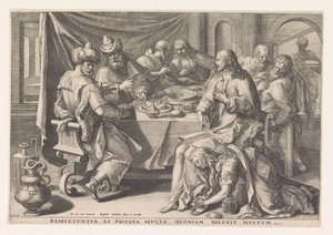 Maria Maddalena lava i piedi di Cristo da Raphaël Sadeler (I)