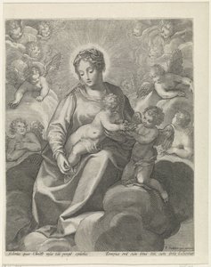 Maria con il Bambino Gesù tra le nuvole da Raphaël Sadeler (II)