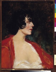 Ritratto di donna con la camicetta rossa da Raymond Allegre