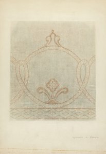 Disegno di restauro di un dipinto murale, c. 1940 da Raymond E. Noble