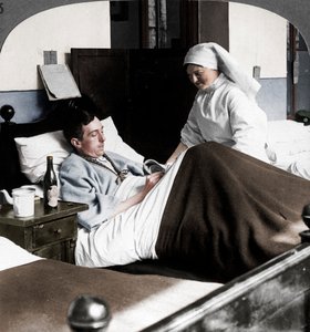 Un soldato che scrive una lettera in ospedale, Prima Guerra Mondiale, 1914-1918