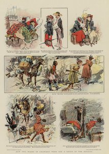 Come due reparti della cancelleria andarono a sparare sulle Montagne Rocciose (litografia a colori) da Reginald Thomas Cleaver