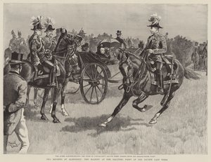La regina Vittoria al punto di saluto durante la rassegna della settimana scorsa (incisione) da Reginald Thomas Cleaver