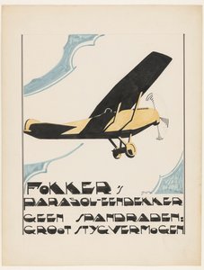 Parasol-eendekker di Fokker. Nessun filo di tensione: grande capacità di salita da Reijer Stolk (signed by artist)