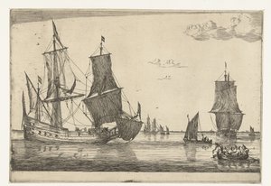Acqua interna con una nave fluit da Reinier Nooms