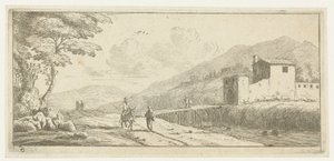 Paesaggio con un uomo su un asino