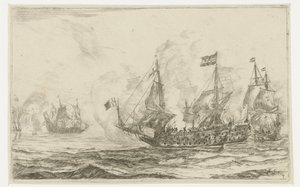 Battaglia navale con cattura di una nave da Reinier Nooms