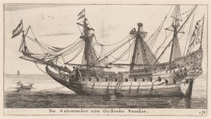 Il "Salamandra," un mercantile delle Indie Orientali da Reinier Nooms, called Zeeman