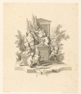 Rappresentazione allegorica con un busto di Jacob Otten Huslij da Reinier Vinkeles (I)