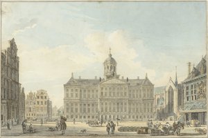 Amsterdam, la Piazza Dam con il Municipio e la Waag da Reinier Vinkeles (I)