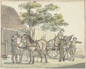 Carro con due cavalli presso la locanda De Donkere Kuil vicino a Haarlem da Reinier Vinkeles (I)