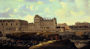 Louvre e Petit Bourbon visti dalla Senna, Parigi, XVII secolo da Reinier Zeeman