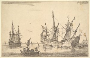 Uomini che calafatano lo scafo di una nave