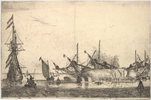 Navi carenate per calafataggio dello scafo, XVII secolo da Reinier Zeeman