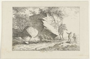 Paesaggio con due figure presso una roccia