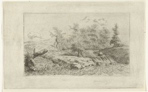 Uomo presso una cascata da Reinierus Albertus Ludovicus baron van Isendoorn à Blois