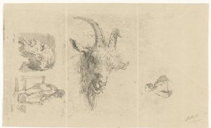 Foglio di studio con quattro rappresentazioni da Reinierus Albertus Ludovicus baron van Isendoorn à Blois