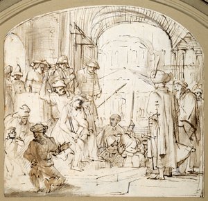 Cristo deriso da Rembrandt Harmensz. van Rijn (school of)