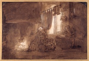 La Sacra Famiglia nella bottega del falegname da Rembrandt Harmensz. van Rijn (school of)