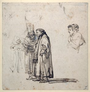 Un gruppo di studiosi anziani e, separatamente, il profilo di un uomo più giovane da Rembrandt Harmensz. van Rijn