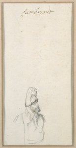 Uomo barbuto di profilo, con un cappello alto, c.1640