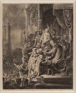 Cristo davanti a Pilato: grande lastra da Rembrandt van Rijn