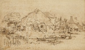 Cottage accanto a un canale, c.1650?-53 da Rembrandt van Rijn