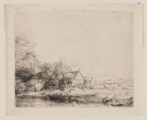 Paesaggio con Mucca che Beve, c.1650 da Rembrandt Harmensz. van Rijn