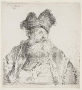 Vecchio con berretto di pelliccia diviso da Rembrandt van Rijn