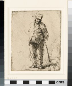 Contadino stracciato con le mani dietro la schiena, che tiene un bastone, c.1630