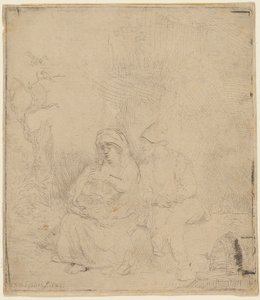 Il Riposo durante la Fuga in Egitto: Leggermente Inciso da Rembrandt Harmensz. van Rijn