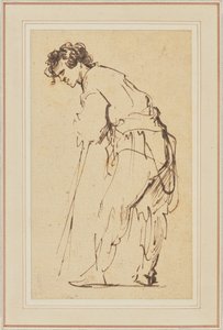 Giovane uomo appoggiato a un bastone da Rembrandt Harmensz. van Rijn